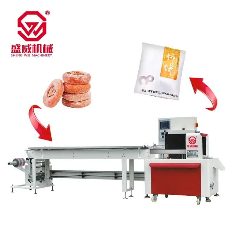 SW-150 automatic pillow pouch packing machine with film back feeding for biscuits and snacks