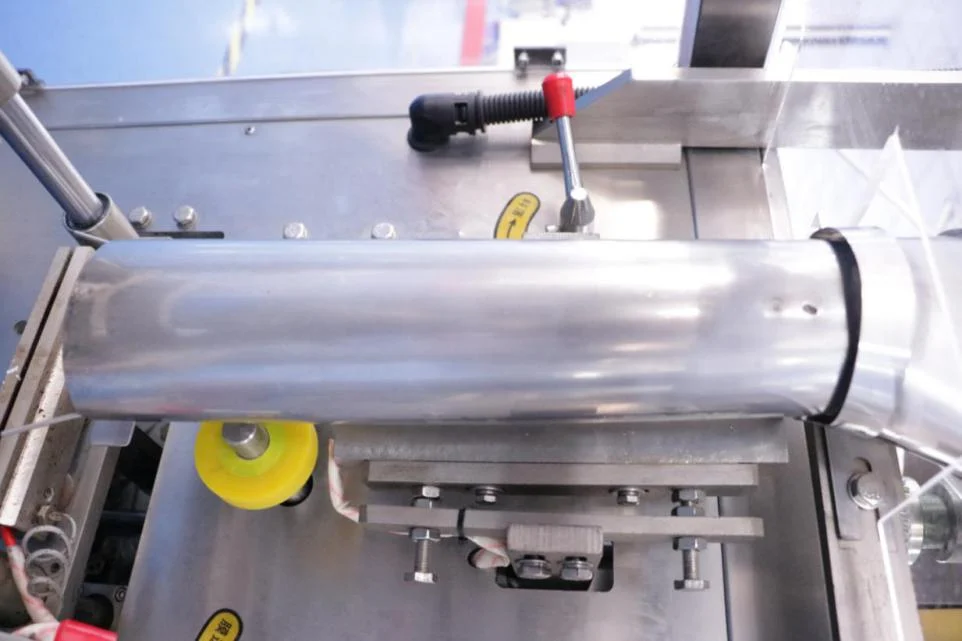 Stainless steel hopper and forming tube collar on SW-2030D for pendulum small granule packing machine
