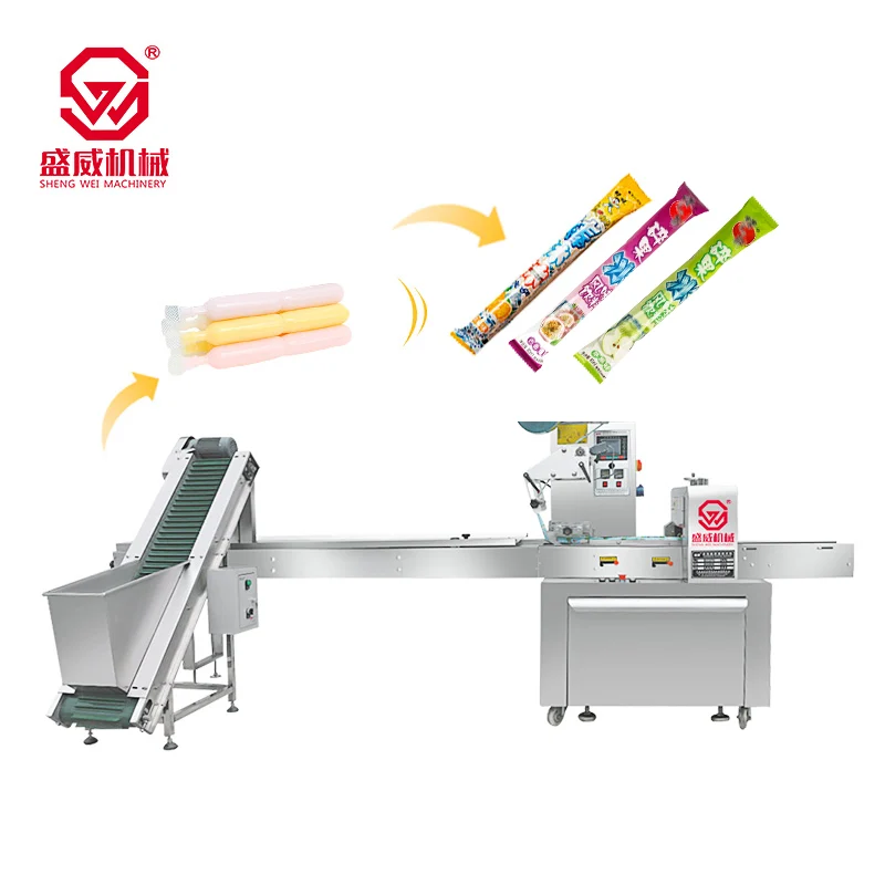 ShengWei SW-100 ijszakjes kussenverpakkingsmachine — horizontale vorm-, vul- en sluitmachine voor vloeibare ijszakjes op kamertemperatuur