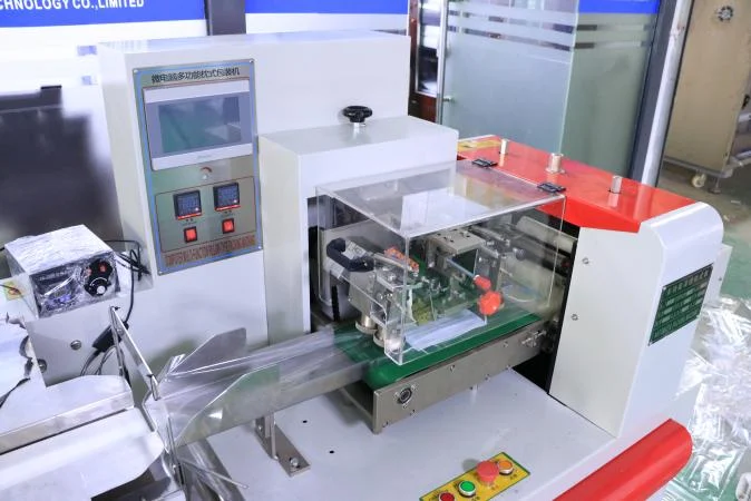 SW-350B sealing station and control panel detail — film forming and end seal mechanism for pillow pouch production