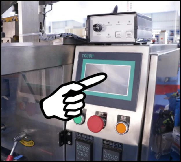 SW-1528 四边封包装机 PLC 触摸屏面板 — 速度、温度和袋长控制