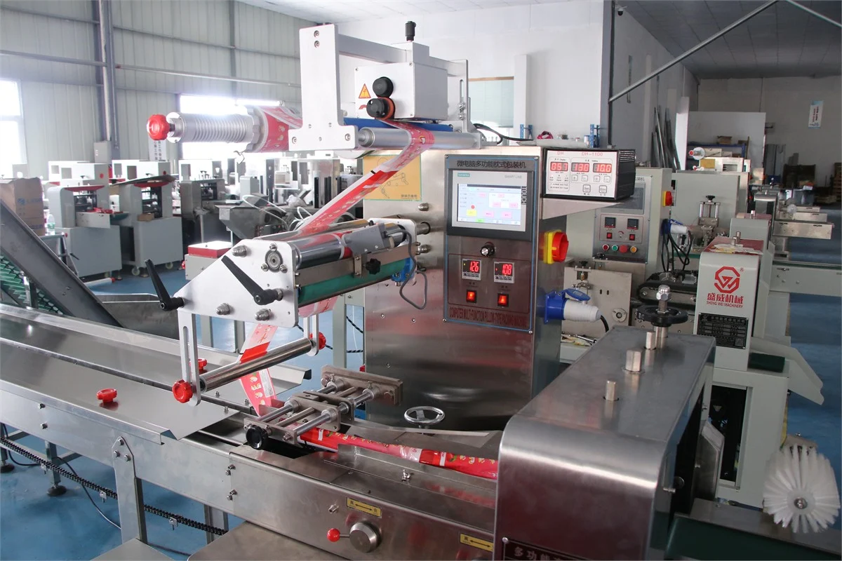 Touch screen HMI on SW-100 ice pop pillow packing machine — 100-recipe memory, multilingual